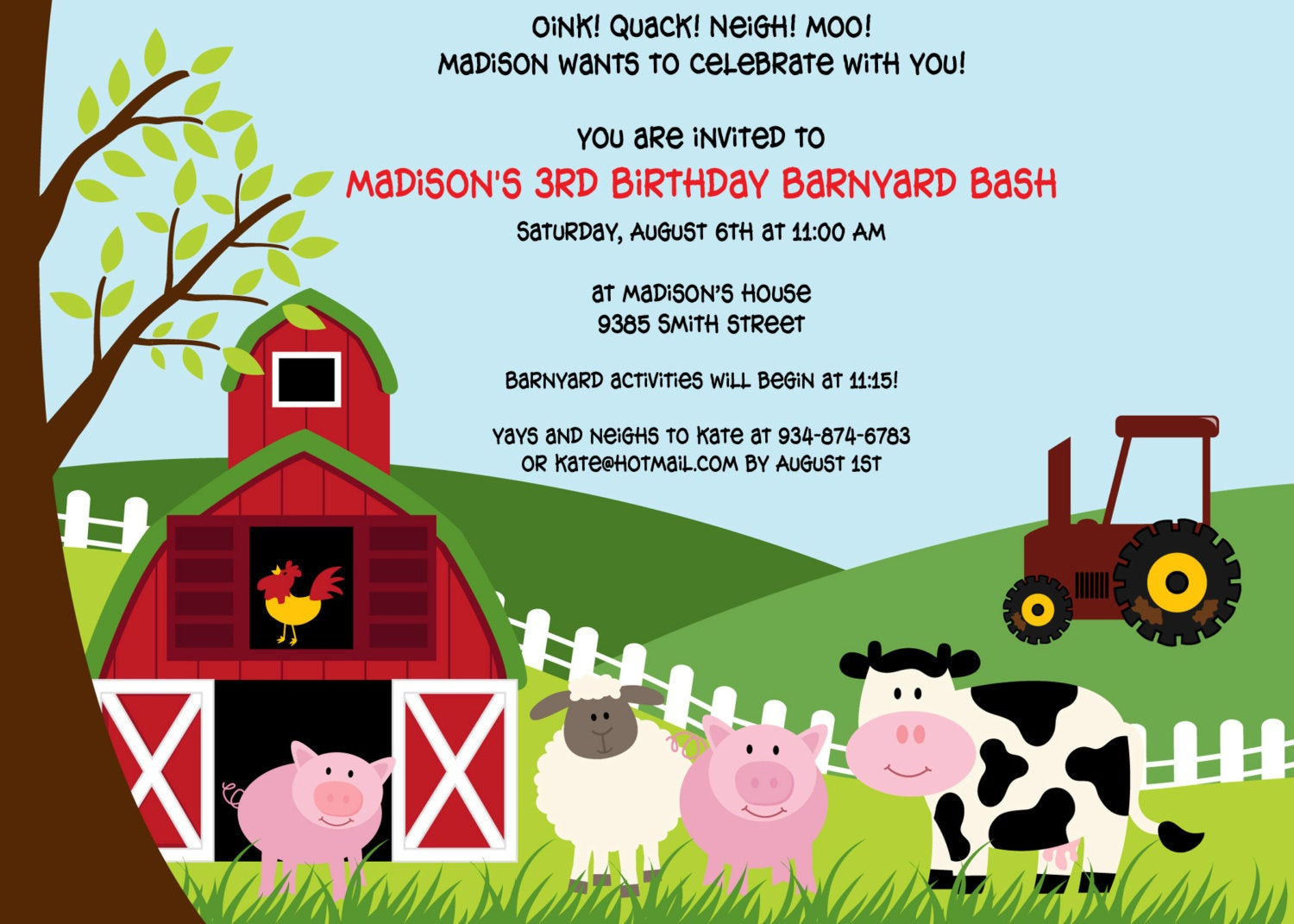 Farm Birthday Invitation
 Printable Farm Animals birthday party invitation by cohenlane