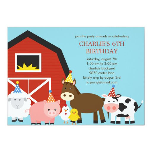 Farm Birthday Invitation
 Farm Animals Birthday Party Invitation