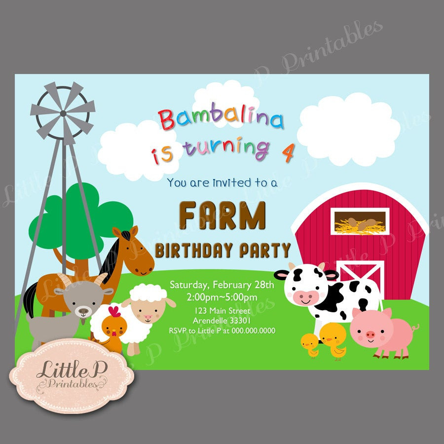 Farm Birthday Invitation
 Farm Party Invitation Farm Birthday Invitation Printable