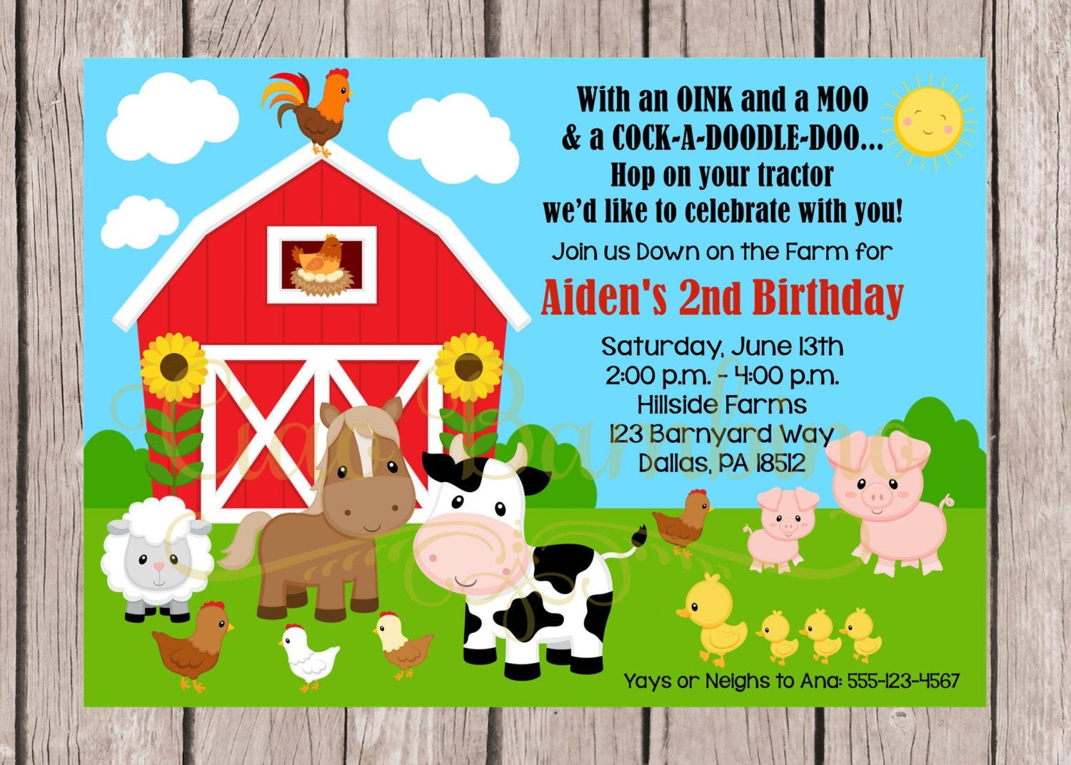 Farm Birthday Invitation
 PRINTABLE Farm Birthday Party Invitation Down on the Farm
