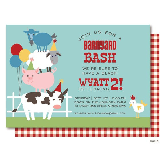 Farm Birthday Invitation
 Farm Birthday Invitation Barnyard Birthday Invitation Farm