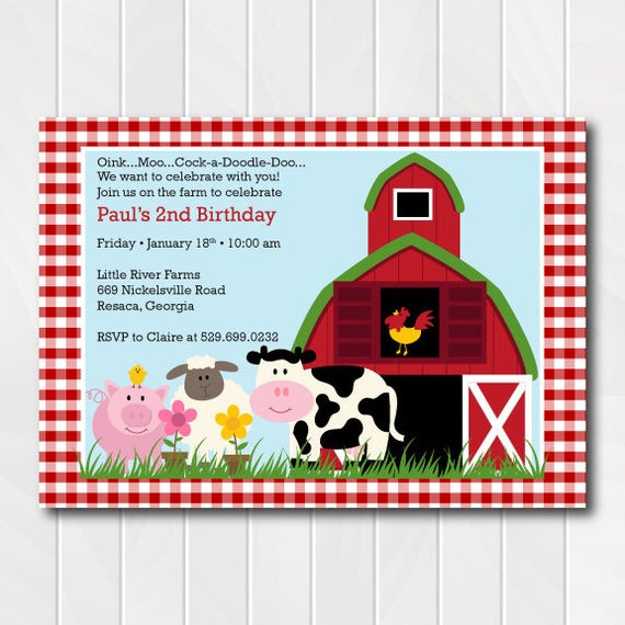 Farm Birthday Invitation
 Barnyard Invitation Barnyard Birthday Invite Farm Birthday