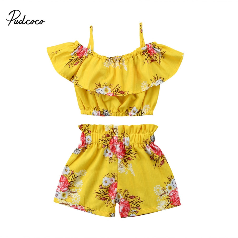 Fashion Clothes For Kids
 Pudcoco Toddler Girl Summer Clothing f Shoulder Ruffle