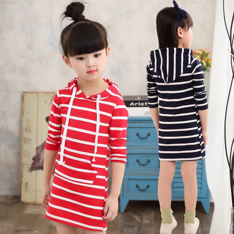 Fashion Clothes Kids
 Fashion Autumn Girl Dress Hooded Long Sleeve Kids Clothes