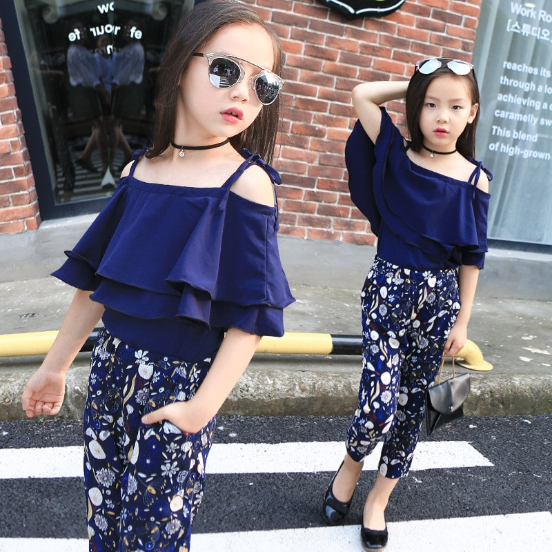 Fashion Clothing For Kids
 Girls Sets Clothes Kids Fashion Tops Floral Pants Two