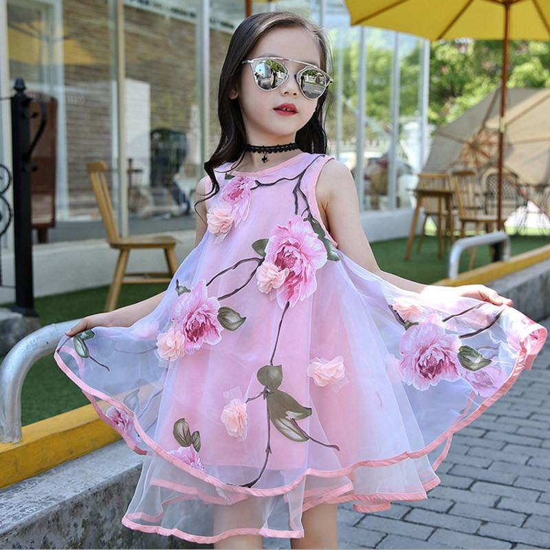 Fashion Kids Clothing
 Baby Girls dress 2017 Novelties Summer Kids party Flower