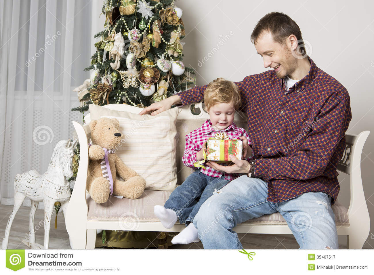 Father Son Christmas Gift Ideas
 Father Gives Christmas Gift To His Son Royalty Free Stock