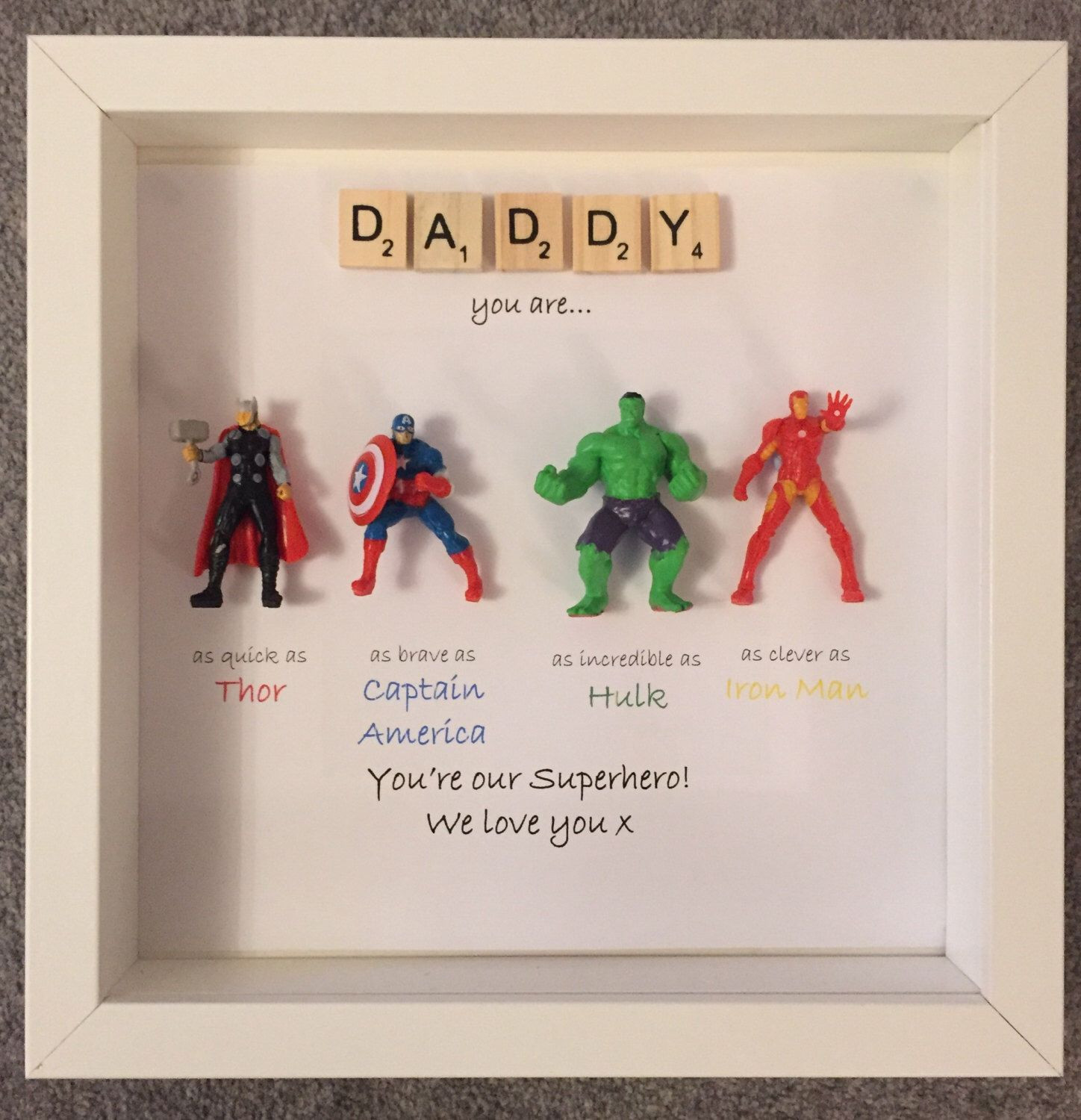Fathers Birthday Gift Ideas
 Avengers Superhero figures frame t Ideal for dad