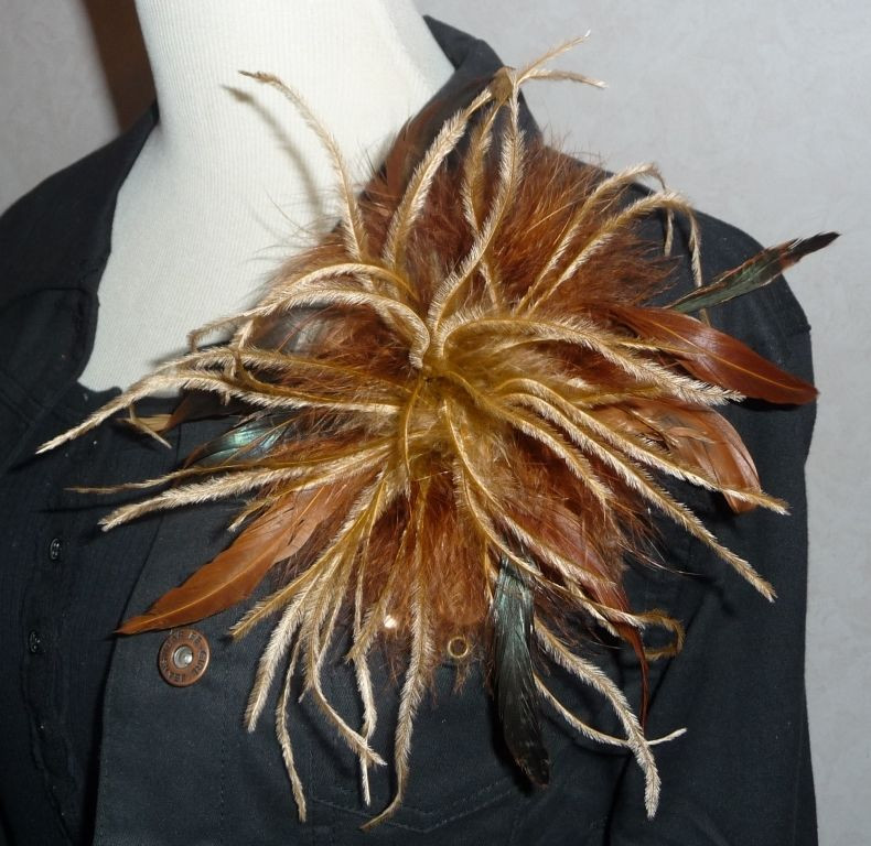 Feather Brooches
 Ostrich Marabou Layered Feather Brooch Pin Hair Clip