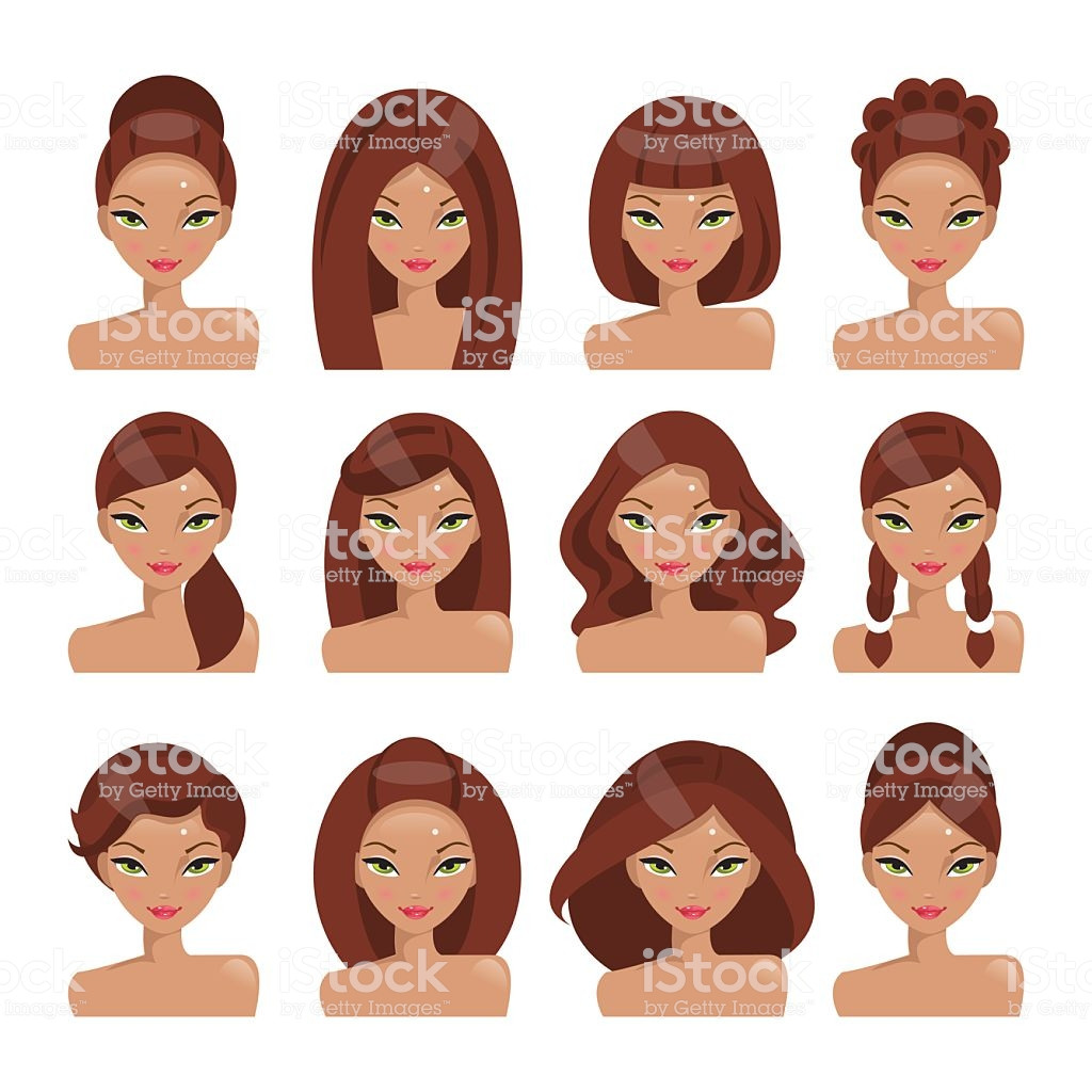 Female Hairstyles Art
 Set Girls With Different Hairstyles Stock Illustration