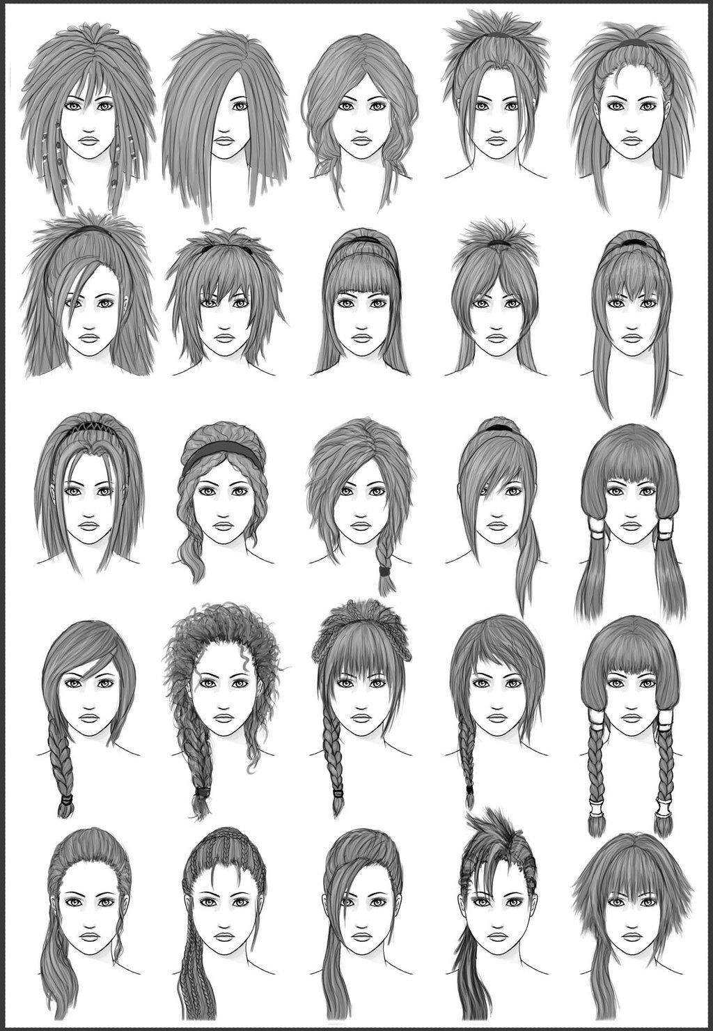 Female Hairstyles Art
 Women s Hair Set 3 by dark sheikahviantart on