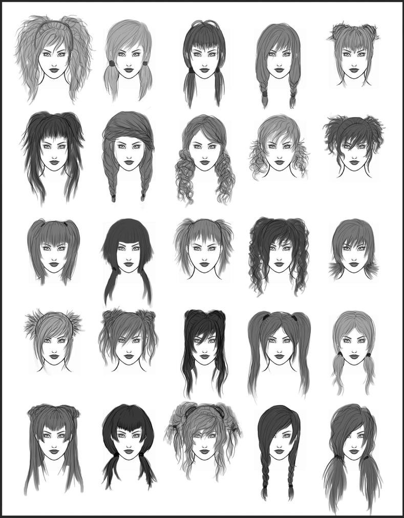 Female Hairstyles Art
 Women s Hair Set 1 by dark sheikah on DeviantArt
