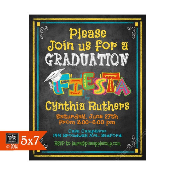 Fiesta Graduation Party Ideas
 Printable Fiesta Graduation Party invitation chalkboard style