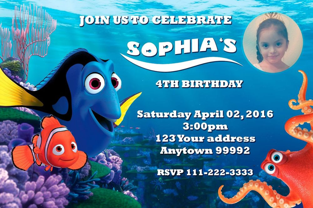 Finding Nemo Birthday Invitations
 FINDING DORY NEMO Birthday party invitations personalized