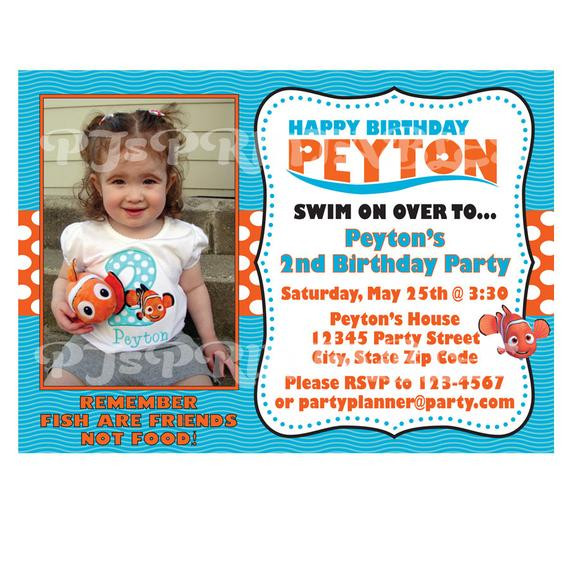 Finding Nemo Birthday Invitations
 Finding Nemo Birthday Invitation Custom Digital File