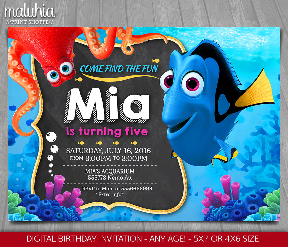 Finding Nemo Birthday Invitations
 Finding Dory Invitation Finding Nemo Invite Disney Pixar