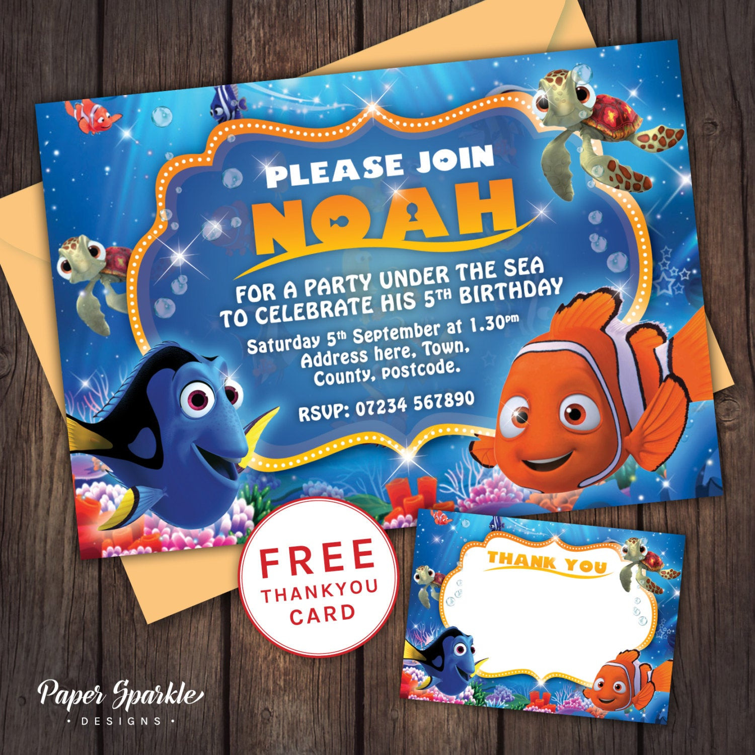 Finding Nemo Birthday Invitations
 Finding nemo Invitation nemo Birthday by PaperSparkleDesigns