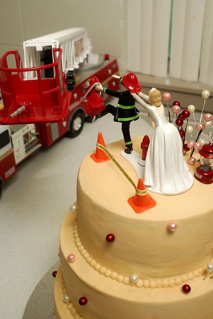 Firefighter Themed Wedding
 Cute Firefighter Wedding Cake d by LION