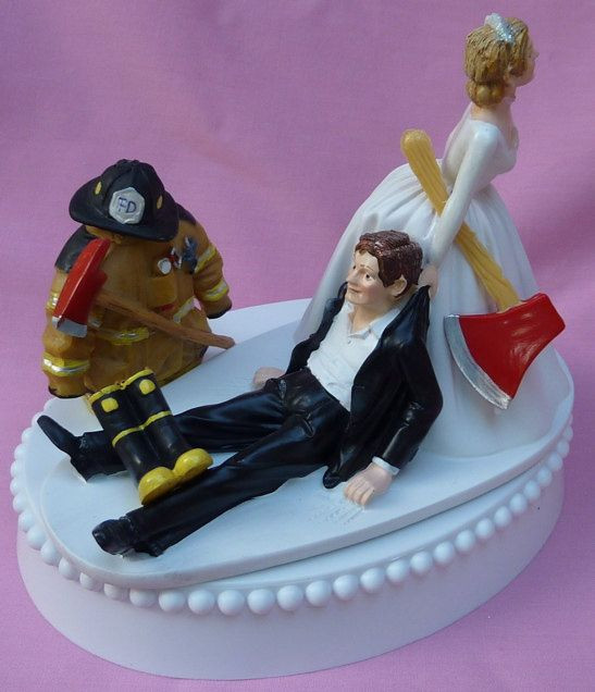 Firefighter Themed Wedding
 Wedding Cake Topper Fireman Firefighter Fire Uniform Boots