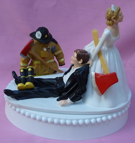 Firefighter Themed Wedding
 Fireman Firefighter Grooms Job Axe Themed Wedding Cake