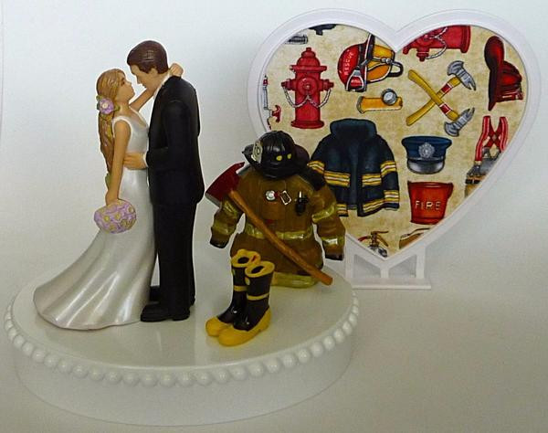Firefighter Themed Wedding
 Wedding Cake Topper Fire Department Firefighter Fireman