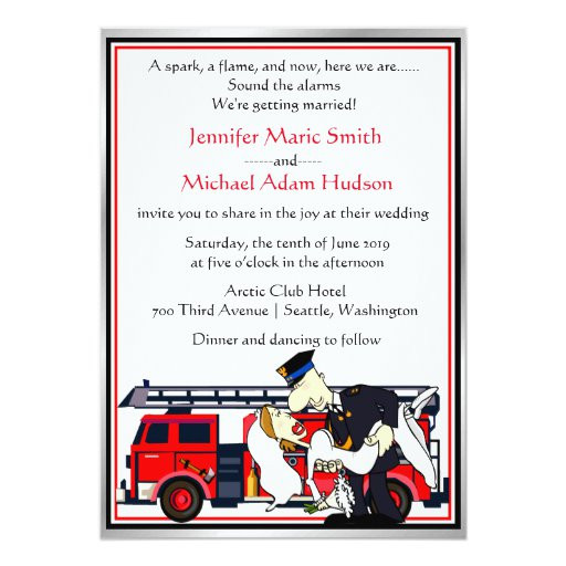 Firefighter Wedding Invitations
 Fireman Firefighter Wedding Invitation
