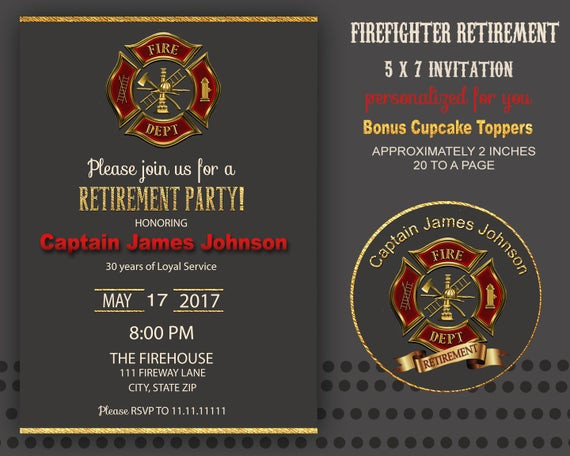 Firefighter Wedding Invitations
 Firefighter retirement invitation fireman retirement party