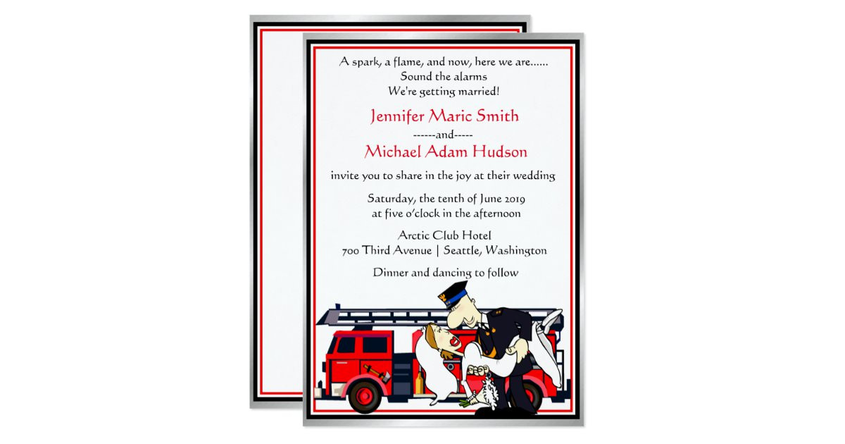 Firefighter Wedding Invitations
 Fireman Firefighter Wedding Invitation