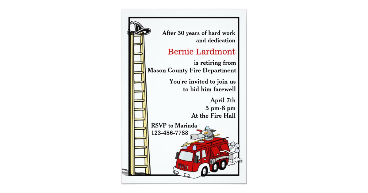 Firefighter Wedding Invitations
 Firefighter Retirement Birthday Party Invitation
