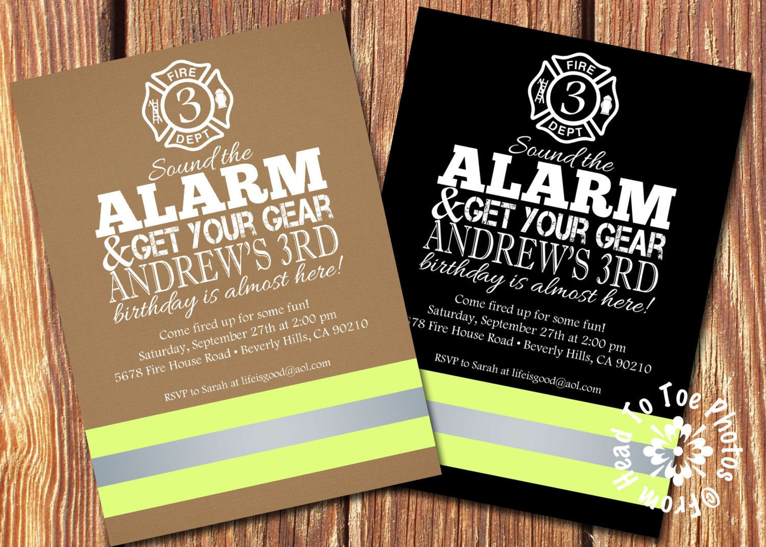 Firefighter Wedding Invitations
 Firefighter Party Invitations by FromHeadtoToeDesigns on