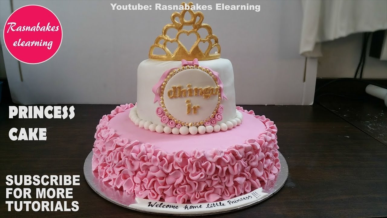 First Birthday Cake Decorating Ideas
 Princess first birthday cake for girls gold crown tiara