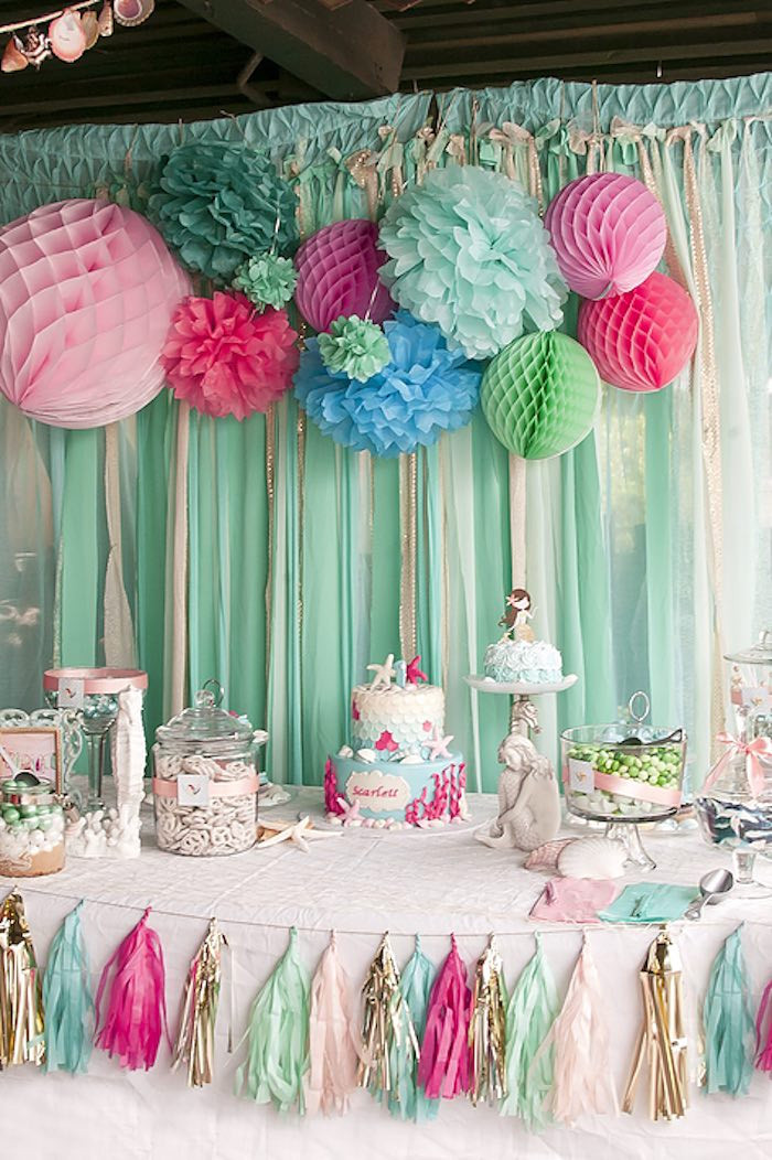 First Birthday Party Decoration Ideas
 Kara s Party Ideas Littlest Mermaid 1st Birthday Party