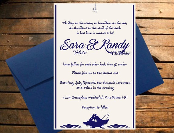 Fishing Themed Wedding Invitations
 Downloadable Fishing Themed Wedding Invitation