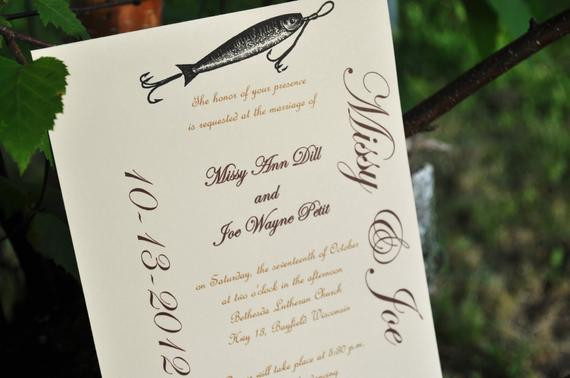 Fishing Themed Wedding Invitations
 Items similar to Fishing Wedding Invitations Fish Wedding