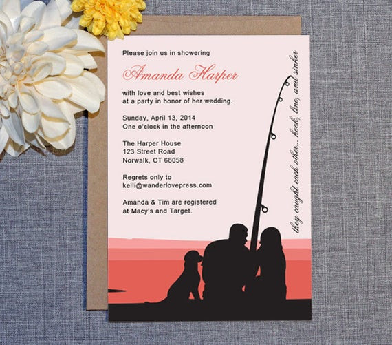 Fishing Themed Wedding Invitations
 Bridal Shower Wedding Invitation Fishing by wanderlovepressco