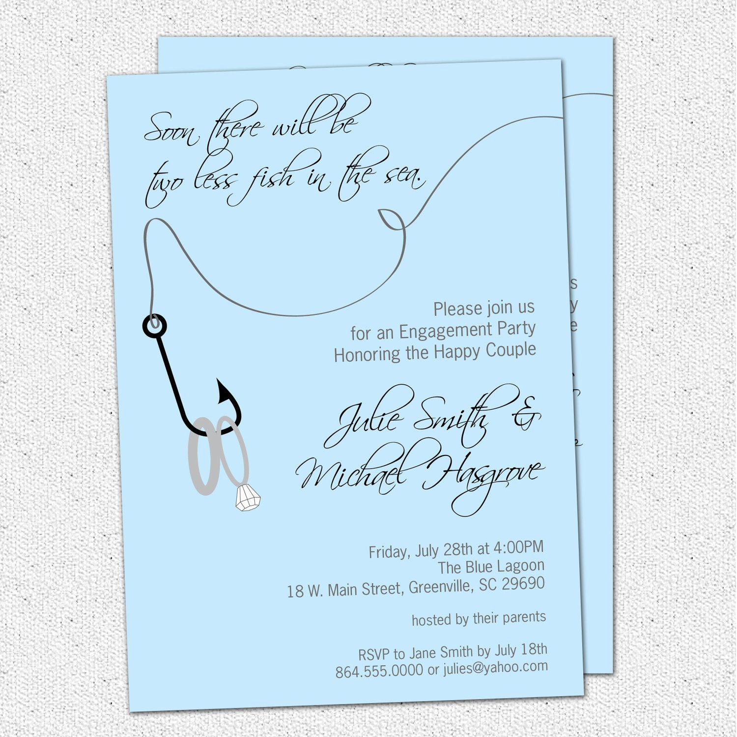 Fishing Themed Wedding Invitations
 Printable Engagement Party Invitation Two Less by