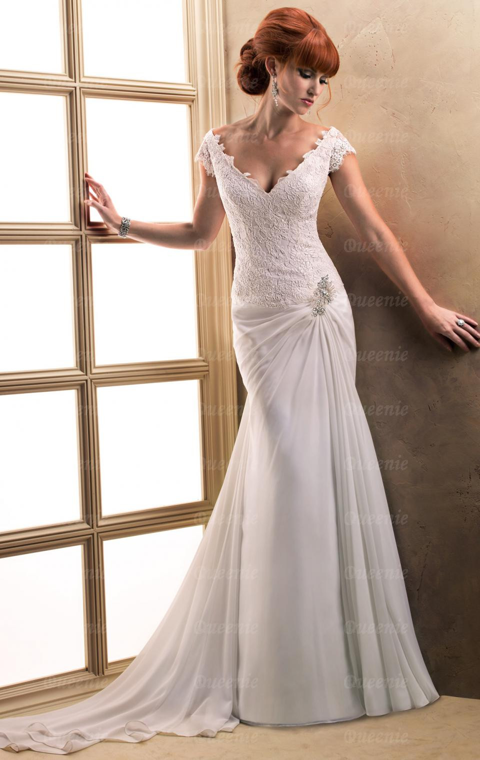 Fitted Wedding Dresses
 Queeniewedding Fitted Long Discount Vintage Wedding