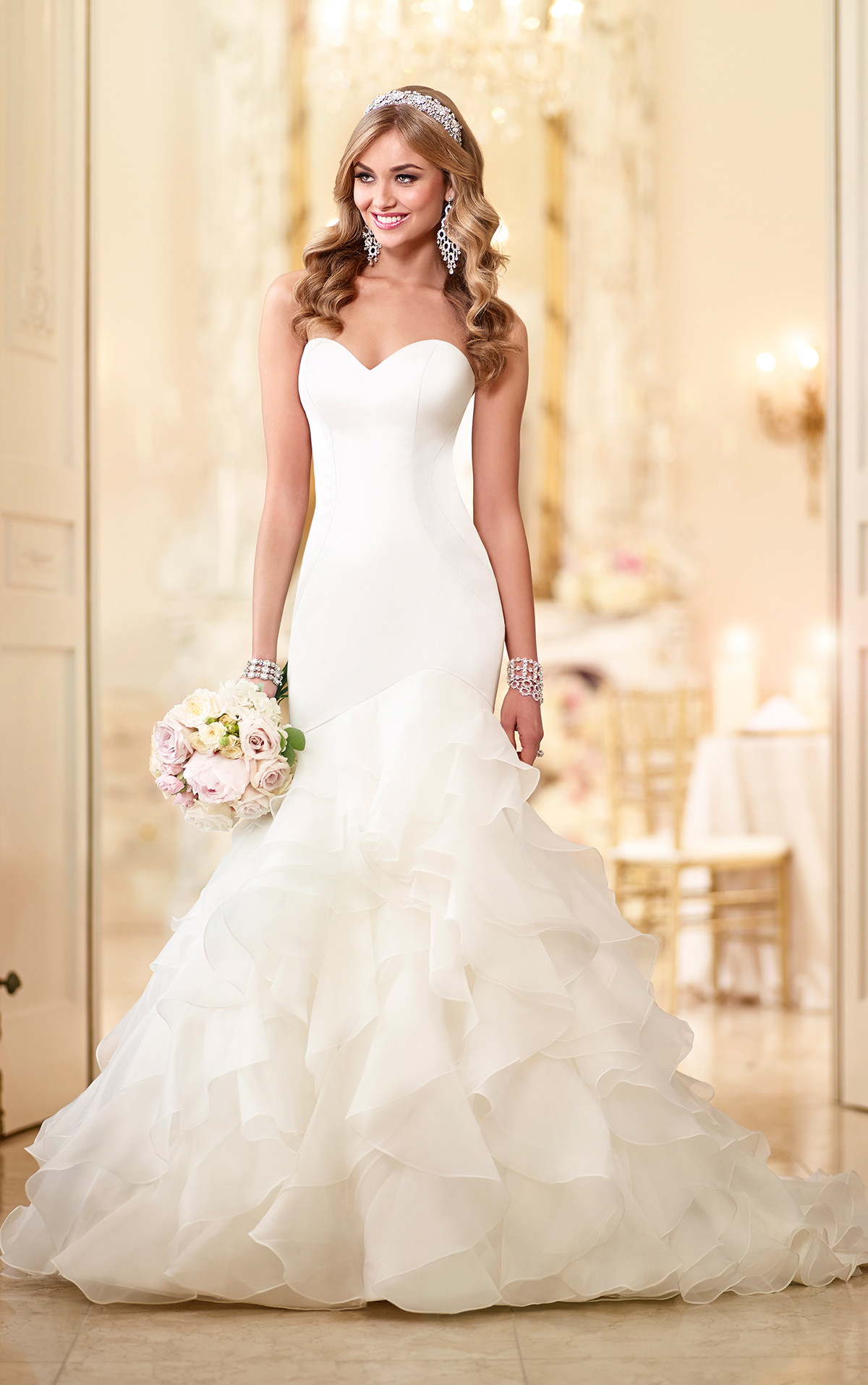 Fitted Wedding Dresses
 Organza & Satin Fit and Flare Bridal Gown