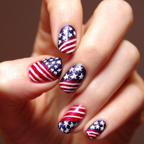 Flag Nail Designs
 30 American Flag Inspired Stripes and Stars Nail Ideas
