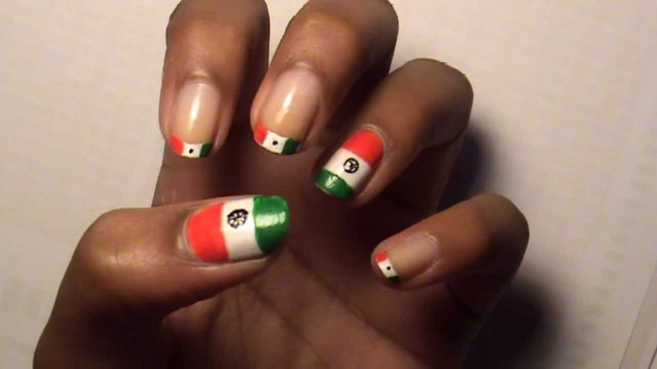 Flag Nail Designs
 Indian flag nail art by glamnails