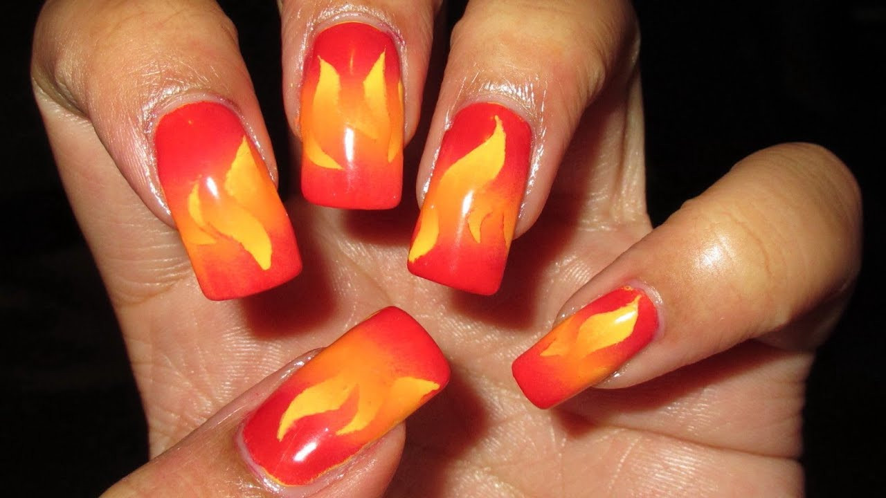 Flame Nail Designs
 Fire Inspired Reciprocal Gra nt Nail Art Tutorial Nail