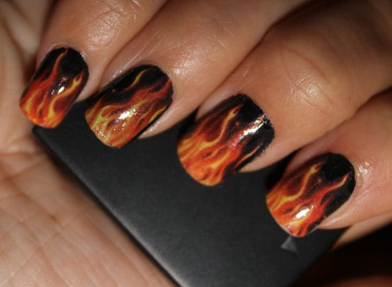 Flame Nail Designs
 REAL FLAME Nail Art FMR For Long Nails Hunger by NorthofSalem
