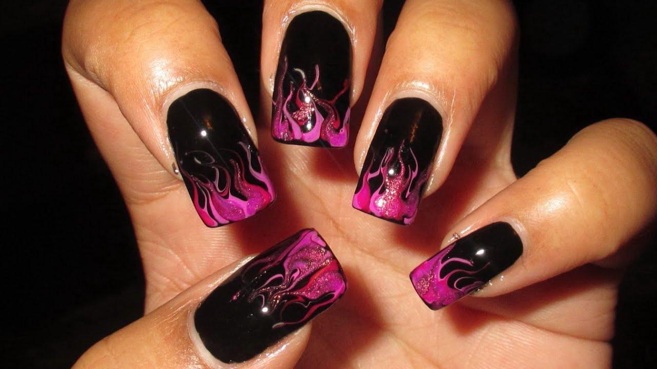 Flame Nail Designs
 Radiant Orchid Drag Marble Flames Nail Art Tutorial