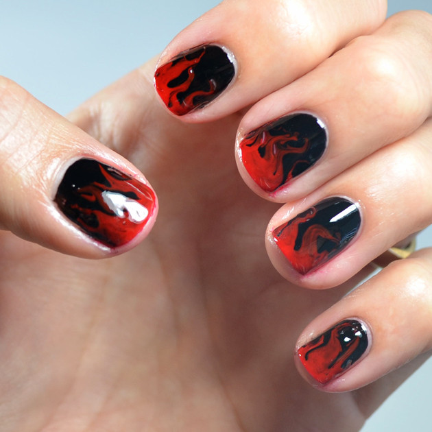 Flame Nail Designs
 Go Polished Dry Marble Flame Nail Design