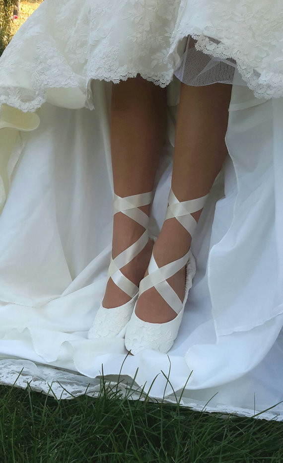 Flat Wedding Shoes For Bride
 Lace Ballerina Style Bridal Shoe Ivory Lace Flat Wedding