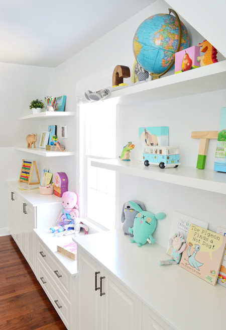 Floating Shelves Kids Room
 Adding Built Ins & White Floating Shelves Around A Window