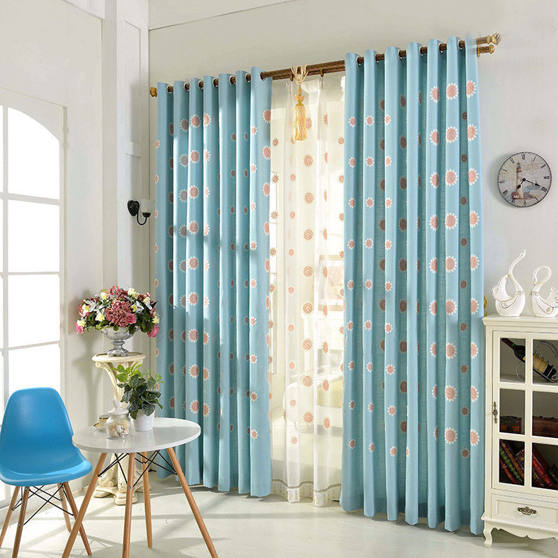 Floral Curtains For Living Room
 Blue Floral Embroidery Linen Elegant Living Room Curtains