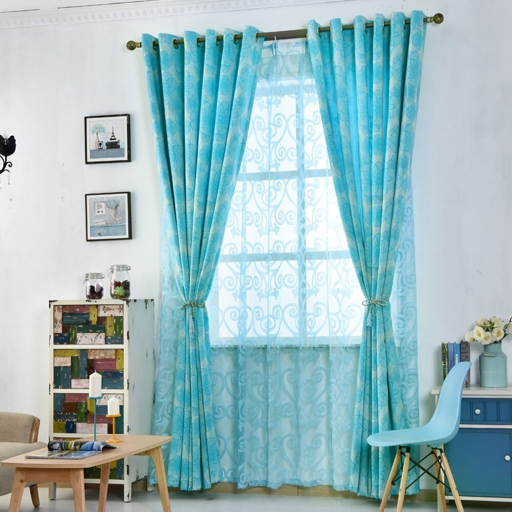 Floral Curtains For Living Room
 Floral curtains for living room window blue black shade