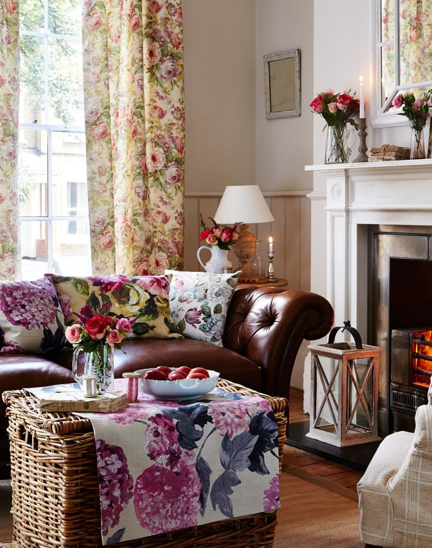 Floral Curtains For Living Room
 Country living room with vintage floral fabrics