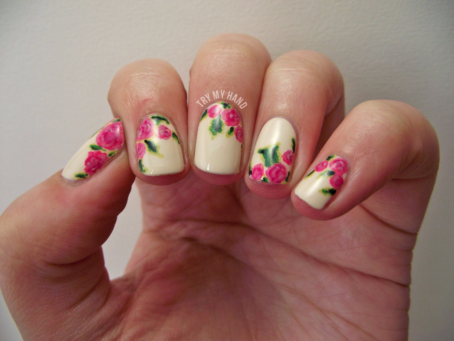 Floral Nail Designs
 Try My Hand Tutorial Rose Floral Alphabet Nail Art